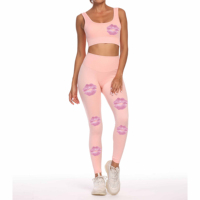 Service OEM Pantheraint, vêtements de fitness hautement élastiques, ensemble de vêtements de sport sans couture, leggings ajustés, ensemble deux pièces pour femmes, évacuation de l'humidité