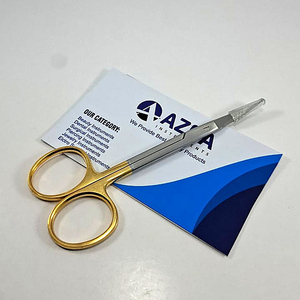 Stainless Steel 4.5 Inch Curved <b>Tungsten</b> Carbide Iris Scissors With Gold Plated <b>Ring</b> Handles For Professional Surgical Use - Product Image 3