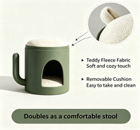Table d'appoint multifonctionnelle pour chat, table de chevet, tabouret, en PP écologique, durable, avec coussin amovible en polaire Teddy, mobilier pour animaux de compagnie