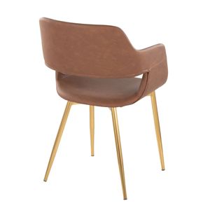 Juego de 2 Sillas de Comedor/Accesorio Margarite, Metal Dorado y Cuero Sintético Marrón, Diseño Contemporáneo y Elegante - Product Image 4