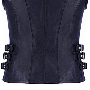 Chaleco de cuero para motocicleta para mujer, chaqueta sin mangas de cuero genuino para damas, estilo motero, ropa de moda - Product Image 6