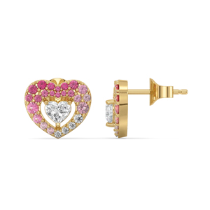 Boucles d'oreilles en forme de cœur plaquées or 18 carats avec zircon, bijoux romantiques pour femmes, cadeau - Product Image 3