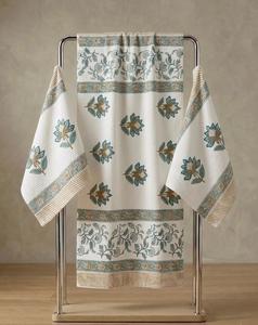 Ensemble de serviettes de bain en coton gaufré de qualité supérieure, serviettes de bain douces et absorbantes à imprimé floral, serviettes de bain décoratives à séchage rapide - Product Image 1