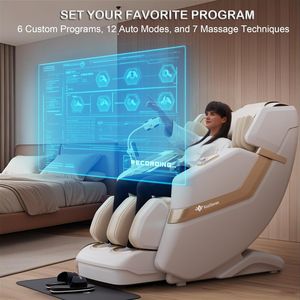 Fauteuil de massage Shiatsu moderne pliable 2025 à gravité zéro avec chauffage intégral, en cuir PU et fonction musicale - Product Image 6