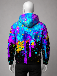 Vente en gros de sweat-shirts à capuche unisexes en molleton 100% coton, hiver, art abstrait coloré, avec poche kangourou - Product Image 3