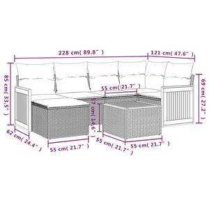 Set Divano da Esterno a 7 Pezzi in Polyrattan Nero con Cuscini - Elegante Arredamento da Giardino - Product Image 3