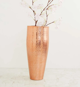 Handcrafted <b>Copper</b> color Hammered Floor <b>Vase</b> with Elegant Tall Metallic Pot and Artistic Texture for Luxury Contemporary Decor - Product Image 4