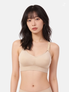 Sujetador Deportivo Inalámbrico Beige Bmama para Lactancia, Cómodo Sujetador de Maternidad con Relleno Extraíble, Copas B y C, BR305 - Product Image 2