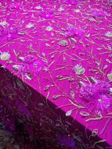 Nouvelle Arrivée 2026 Tissu en Dentelle Florale 3D Pêche Brodé à la Main de Perles et Paillettes sur Tulle pour Tenues de Soirée, Robes de Cérémonie, Artisanat DIY et Couture - Product Image 2