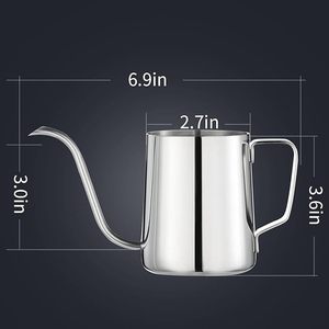 OEM al por mayor, tetera de acero inoxidable de 12 oz con pico de cisne largo y estrecho para café y té, tetera portátil para preparación manual - Product Image 3