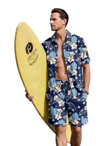 Ekouaer Conjuntos de pijamas para hombre con botones, pijamas de verano de 2 piezas, camisa hawaiana y pantalones cortos, conjuntos de ropa informal para vacaciones en la playa - Product Image 3