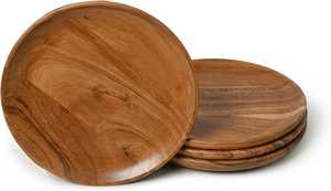 Tabla Redonda de Madera de Acacia Natural para Servir, Plato de Madera para Servir Alimentos, Tabla de Charcutería, Plato para Quesos, Plato para la Cena, Cocina - Product Image 1