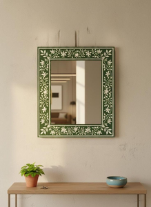 Miroir mural artisanal traditionnel en os incrusté, respectueux de l'environnement, avec accents en laiton, facile à accrocher - Product Image 2