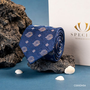 Corbata de hombre de seda pura de morera tejida en azul premium – Colección “Am Huong Dai Duong” CS8XDHS4 |   Colección Tinh Vu |   Vietnam - Product Image 3