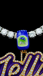 Plata sólida 925 Custom Iced Out 2 "Jelly Bottle Bail Brilla en la oscuridad Esmalte Nombre Cadena Colgante personalizado Moissanite - Product Image 5