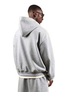 Heather Grey Heavyweight <b>Hoodies</b> <b>Men</b> 450GSM Thick <b>Fleece</b> Pullover Warm Winter Streetwear Outerwear Custom Logo Wholesale - Product Image 2