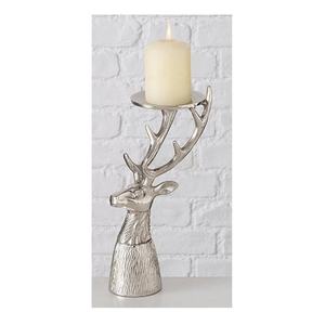 Silver <b>Aluminum</b> Deer Candle Holder Pillar Candle Stand Handmade Animal Centerpiece for Christmas Home Decor - Product Image 1