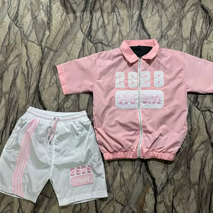 Lightweight <b>Waterproof</b> Unisex Custom Windbreaker Short <b>Set</b> 100% Quality Tracksuit with Zipper for Men Low Price OEM - Product Image 1