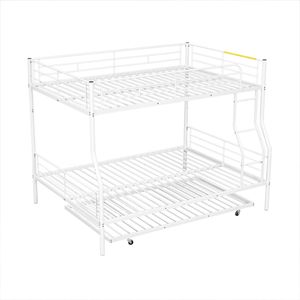 Letto a Castello in Metallo Bianco Full XL con Letto Estraibile, Eleganti Letti in Metallo - Product Image 5