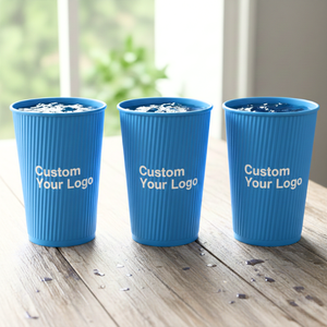Vasos de papel desechables Ripple Wall de 10 oz con logo personalizado para limonada, té helado y café helado grande - Product Image 5