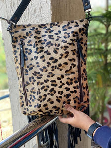 Nuevo superventas cuero mecanizado a mano mujeres occidentales bandolera monedero pelo en piel de vaca flecos ocultar llevar bolso Buck Stitch monedero - Product Image 5