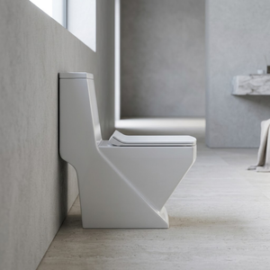 WC monobloc Fusion à cuvette allongée, double chasse à jet siphonique, design moderne en porcelaine, pour salle de bain - Product Image 6