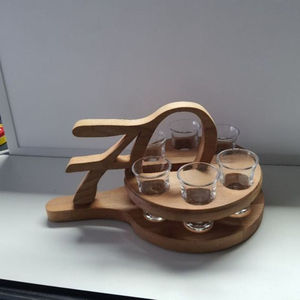 Acacia <b>Wood</b> Rectangular Standing Durable Contemporary Glass Holder <b>Rack</b> - Product Image 4
