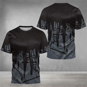 เสื้อยืดคอกลมแขนสั้นผู้ชาย สีดำขาว พิมพ์ลายตัวอักษร ผ้าเจอร์ซีย์เนื้อนุ่ม ยับยาก ทรงโอเวอร์ไซส์ สวมใส่สบาย ผลิตจากผ้าฝ้าย 100% - Product Image 4