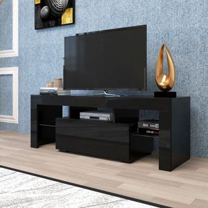 Black TV Stand with LED RGB <b>Lights</b> Flat Screen TV Cabinet for Gaming Consoles for Living Room <b>Lounge</b> or Bedroom - Product Image 6