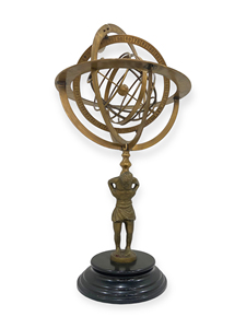Globe armillaire détaillé de style vintage avec anneaux rotatifs en laiton, globe terrestre céleste pour décoration de bureau - Product Image 2