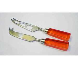 Stainless Steel <b>Cheese</b> Spatula <b>Set</b> with Pink and Purple Beaded Handles 4-Piece Serving Utensils - Product Image 3
