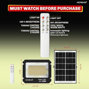 Homehop - Lámpara Solar LED de 150 W para Exteriores, Impermeable, Inalámbrica, para Hogar, Jardín y Patio (3 Colores) - Product Image 2