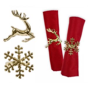 Brass Reindeer and Snowflake Napkin Rings for Christmas Table Decorations Classic Design Durable 4.5cm Width - Product Image 1