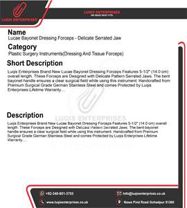 Pinzas de Bayoneta Lucae con Mandíbula Dentada Delicada, Instrumento Quirúrgico de Acero Inoxidable, Pinzas Médicas de Precisión - Product Image 5