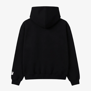 Sweat-shirt à capuche zippé noir surdimensionné en coton French Terry pour homme, personnalisé GSM 450, style streetwear décontracté, logo frontal, anti-rétrécissement - Product Image 2
