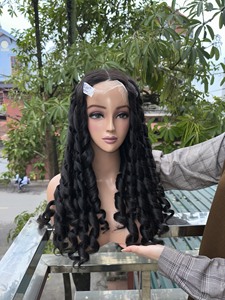 26 pouces de long vietnamien couleur naturelle dentelle de cheveux humains 4*4 perruque Super Double dessiné frontal rebondissant bouclés perruque - Product Image 2