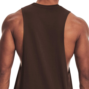 Camiseta sin mangas para hombre, color marrón, cuello redondo, color sólido, informal, transpirable, de punto, para entrenamiento - Product Image 6