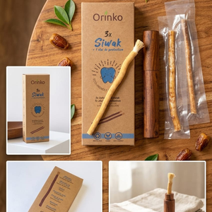 Ensemble de 3 bâtonnets de nettoyage dentaire naturels à base de plantes Miswak avec support en bois pour des gencives saines, une hygiène bucco-dentaire et une haleine fraîche - Product Image 6