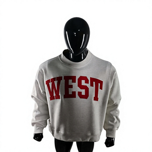 West <b>Leopard</b> <b>Print</b> Crew Neck <b>Sweatshirt</b> Custom Blank Women's Heavyweight Fleece Casual Fashion Pullover OEM Cotton Blend - Product Image 4