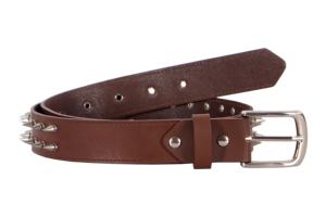 Ceinture personnalisée en cuir véritable gaufré croco cloutée à pointes, motif croco marron, boucle personnalisée, marque privée, OEM, vente en gros, luxe - Product Image 2