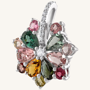 Colgante de turmalina multicolor y circonita cúbica en plata de ley 92.5 KLSP-50294 - Product Image 2