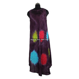 Robe longue d'été tie-dye pour femme, sans manches, style bohème gypsy, en rayonne, collection 2026, très tendance - Product Image 3