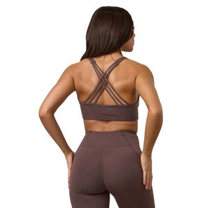 Women's Brown Cross Strap Sports <b>Bra</b> Medium Support <b>Stretch</b> Fitness Gym Training Workout Activewear Apparel Wear - Product Image 2