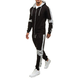 Ensemble de survêtement à capuche gris et noir pour homme, avec fermeture éclair intégrale, sweat-shirt et pantalon, tenue décontractée pour l'automne - Product Image 6
