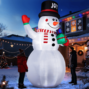 Pupazzo di Neve Gonfiabile Illuminato da 3,6 Metri con Scatole Regalo, Decorazione Natalizia Gigante da Giardino - Product Image 5