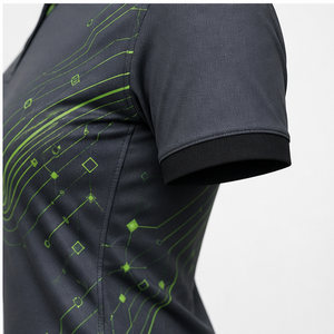 Polo Personalizado para Mujer con Estampado de Ondas Circulares en Verde Neón Carbón, Secado Rápido, Transpirable, Manga Corta, Uniforme de Golf, WPS-0811 - Product Image 5