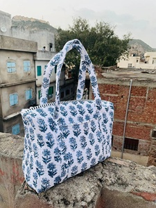 Cotton Quilted Weekender Travel <b>Bag</b> <b>Large</b> Capacity Nappy Tote for Women for Summer Wedding Vacations and Hand Luggage - Product Image 4