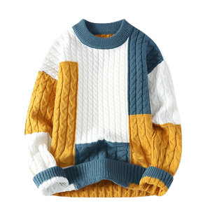 Pull tricoté moderne pour homme, respirant, avec logo frontal, 100 % coton/laine, confortable, doux, léger et chaud - Product Image 1