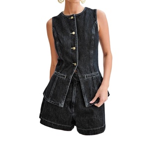 Conjunto de pantalones cortos de 2 piezas de mezclilla para mujer hecho a medida más vendido de Pakistán 2026 - Product Image 2