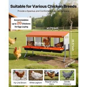 Orange Chicken Nesting Boxes 4 Compartments Galvanized Steel High-Strength <b>Plastic</b> Easy Egg Collection Roll Away <b>Animal</b> Cages - Product Image 2